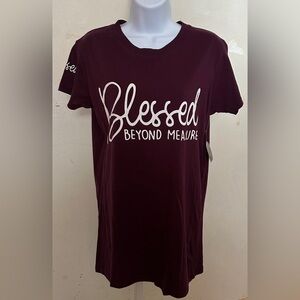 On Fire Blessed Beyond Measure T-Shirt Plum Sz M
